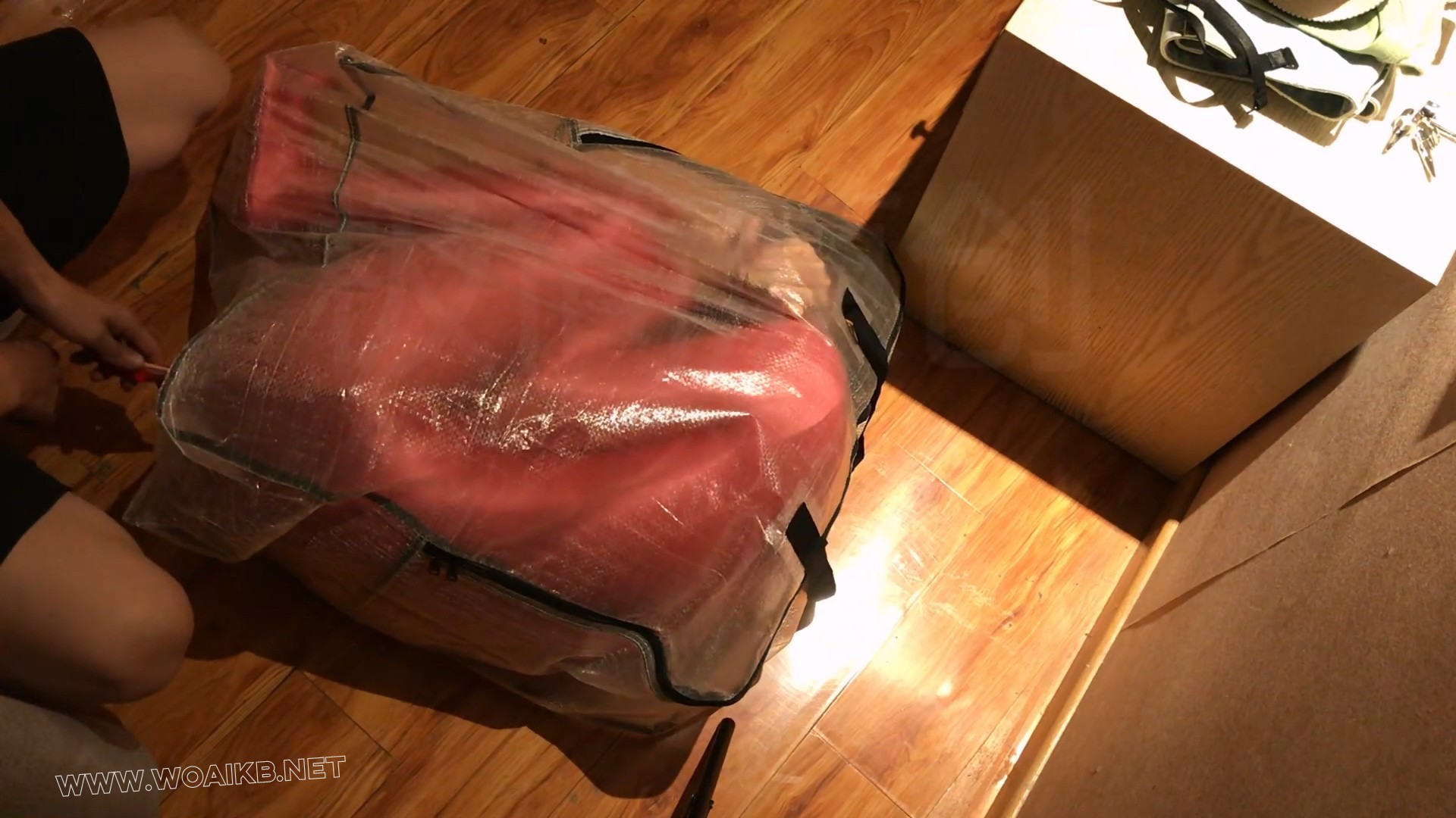 少女无内真空粉红色连体服绑带捆绑，嗡嗡棒使用，装袋 预览图