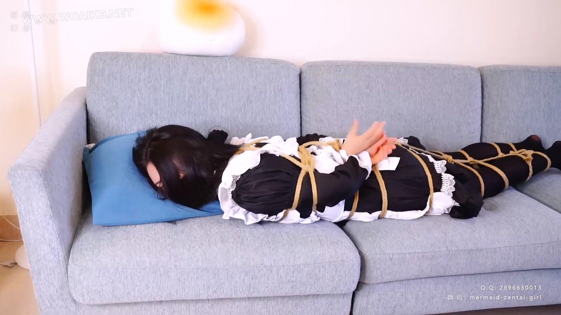 黑丝女仆服从性测试！驷马捆绑+口球+日式猿辔捂嘴调教，塞进毛绒贝壳玩偶闷热全包 预览图