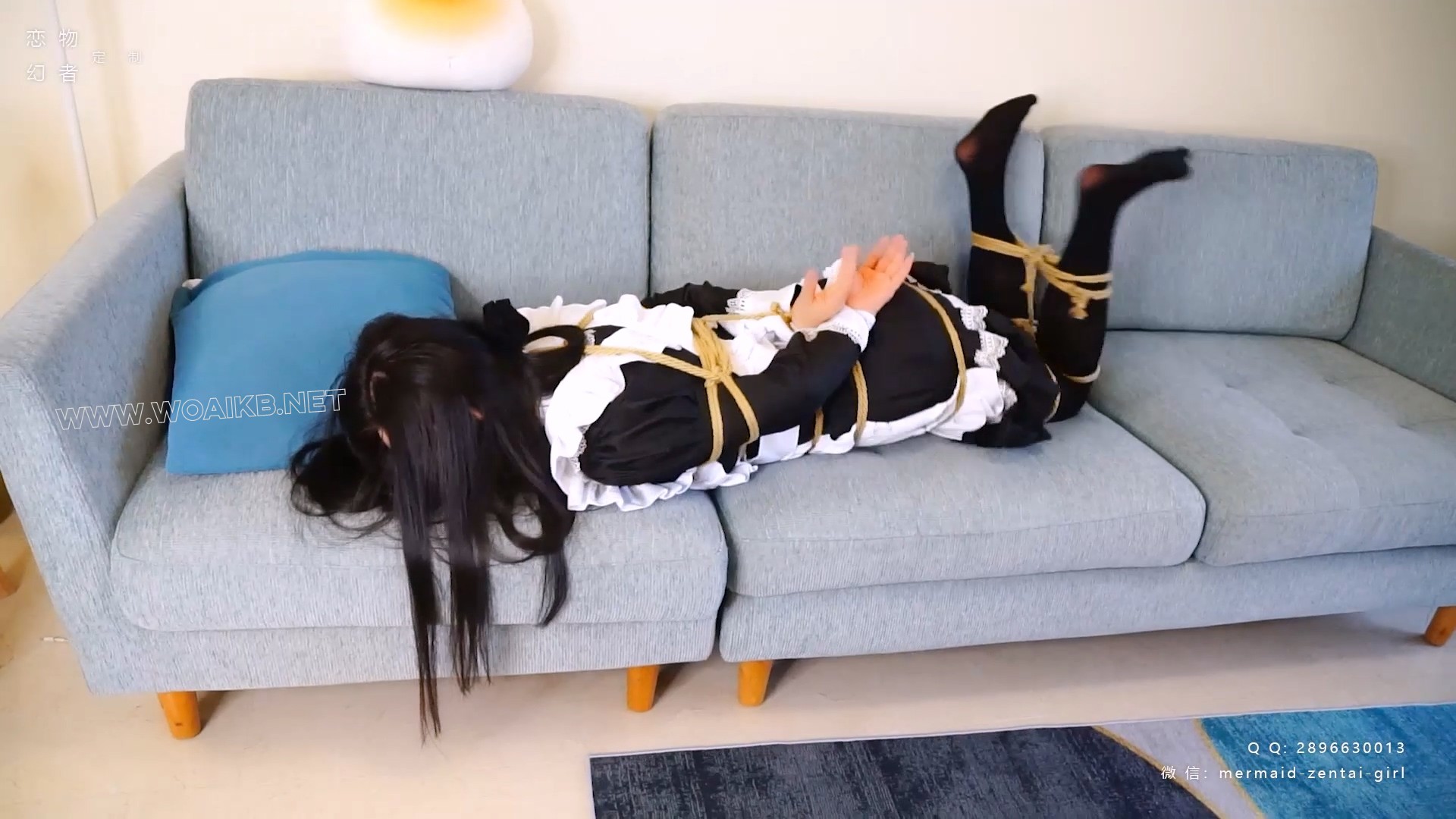 黑丝女仆服从性测试！驷马捆绑+口球+日式猿辔捂嘴调教，塞进毛绒贝壳玩偶闷热全包 预览图