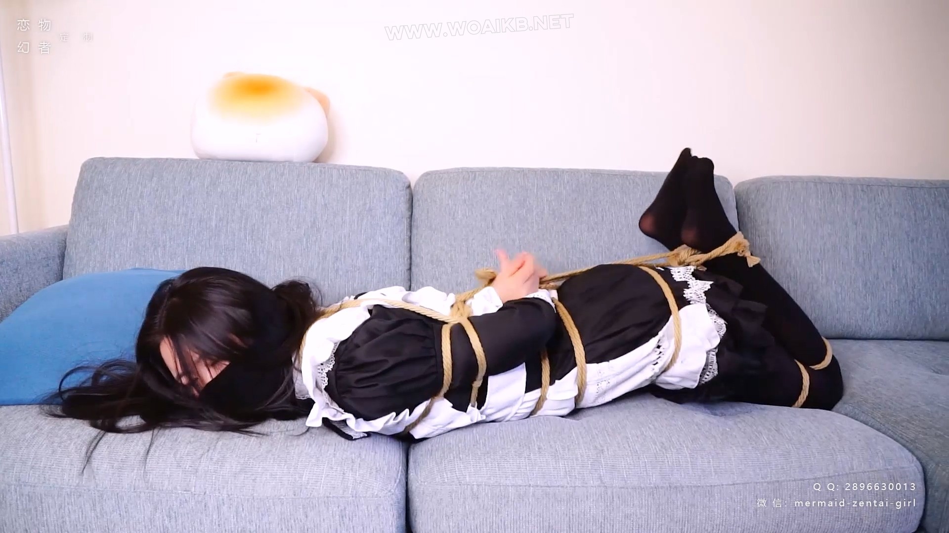 黑丝女仆服从性测试！驷马捆绑+口球+日式猿辔捂嘴调教，塞进毛绒贝壳玩偶闷热全包 预览图
