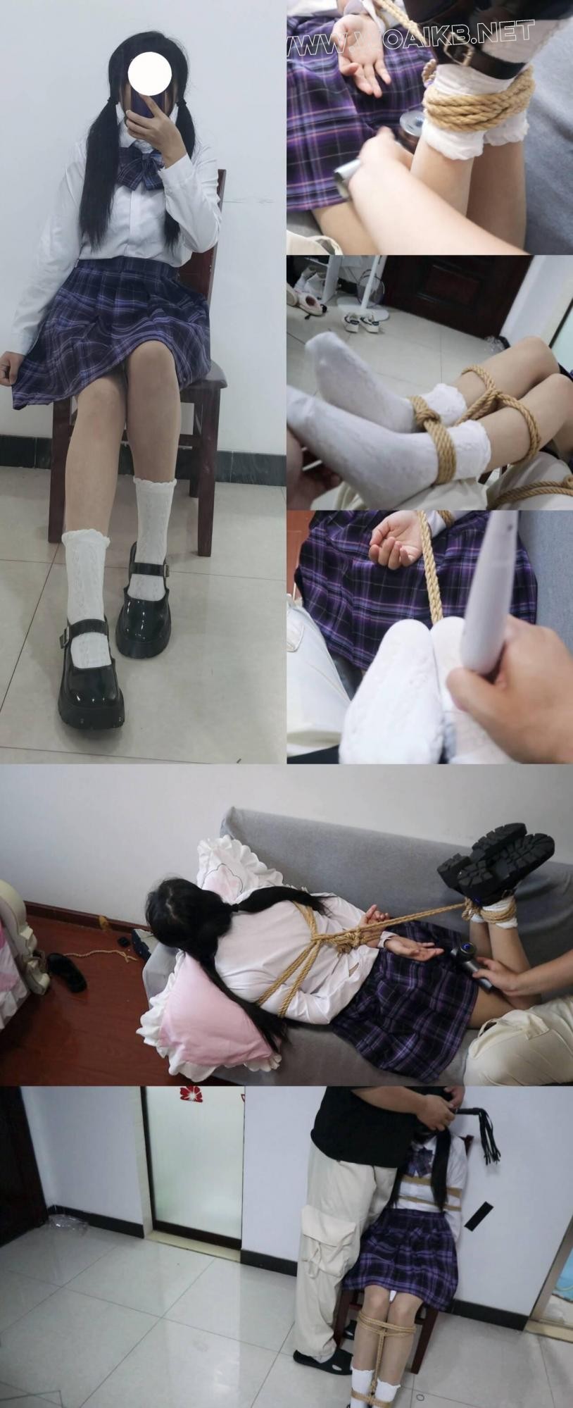 【荷仙少女】双视角 美美自拍后被抓起调教的安安姐姐，绳子死死绑住的敏感双马尾的… 封面图