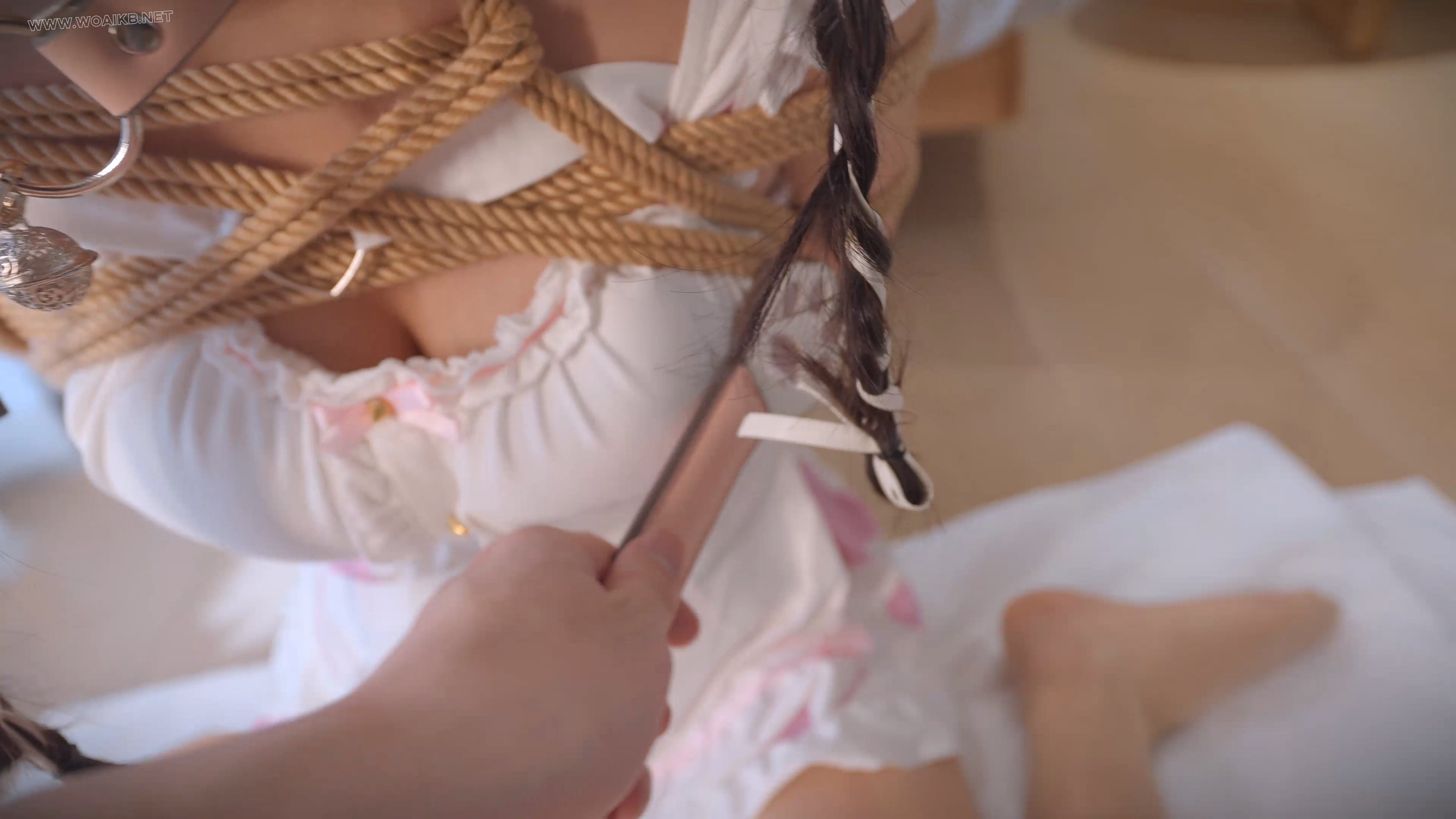 《驯养我的偷懒女仆4》粉粉嫩嫩的双马尾小女仆，鸭子坐在地上乖乖认错，挂着脖链、 预览图