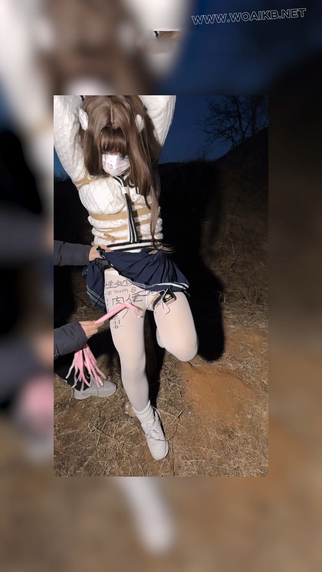 【雨桐】水手服少女郊游遭绑架，逃跑被抓后被女匪绑在树上电击羞辱惩罚。最终屈服 预览图
