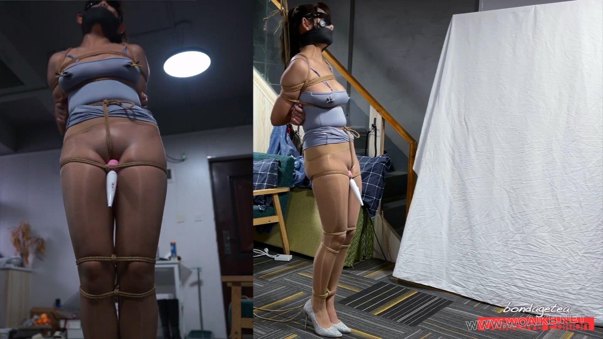 在绳索紧缚罚站强制流口水股绳震动折磨下无助挣扎的美女们 预览图