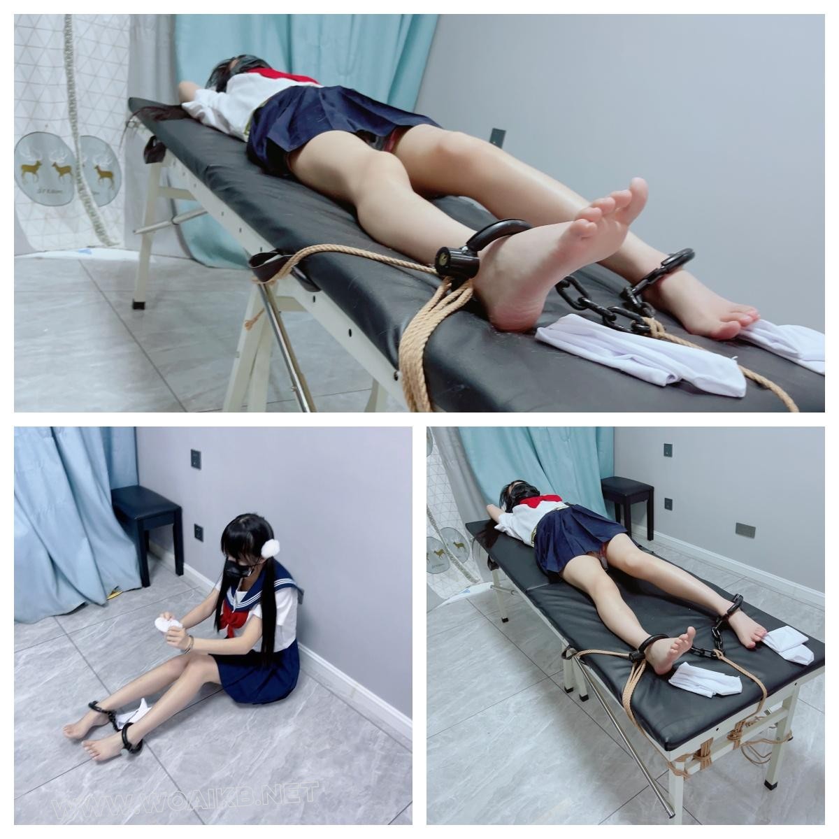 jk少女茶茶女囚体验4-镣铐TK、镣铐展示、带镣脱缚挑战、戴镣穿脱白丝，裸足白丝一 预览图