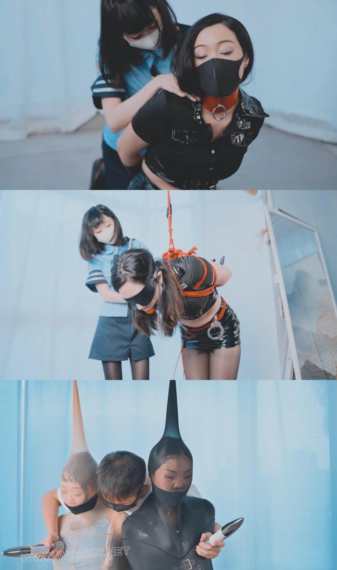 反差！日系甜妹VS美系御姐，瘦弱甜妹捆绑丰满御姐！女女百合，捆绑乱摸！最后双双… 封面图