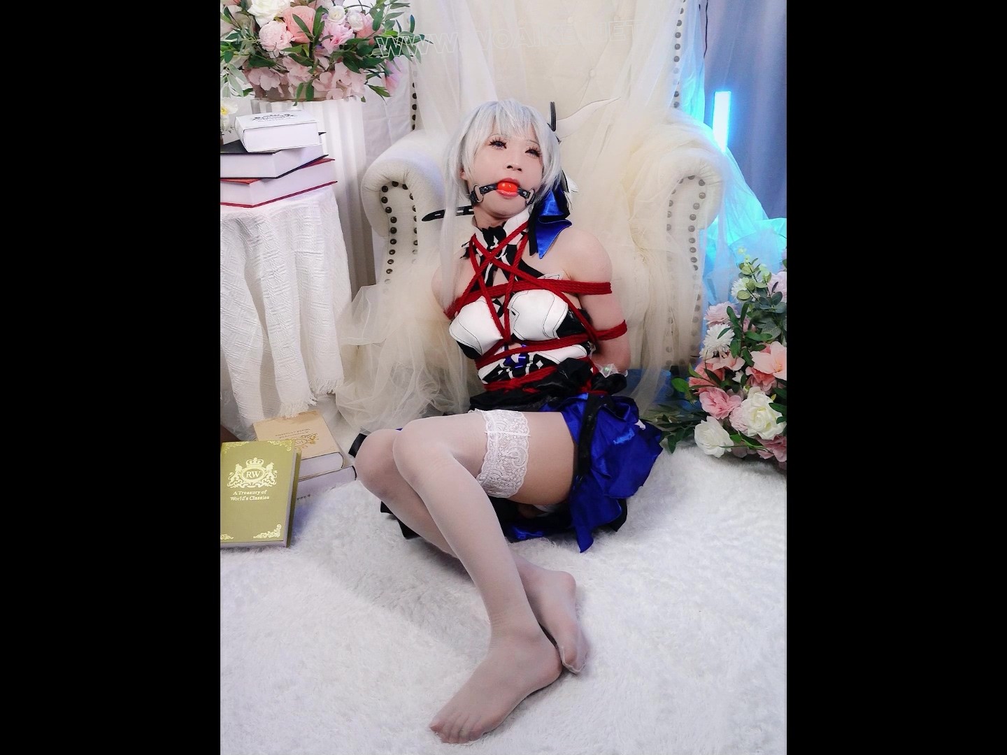 【cos】崩坏三德丽莎暮光骑士白丝红绳拘束，入体TD强制GC 预览图
