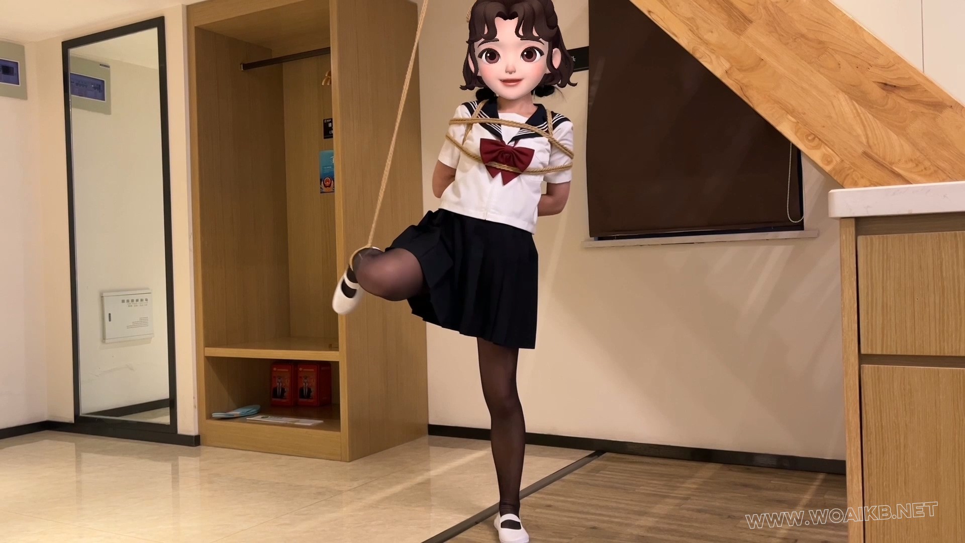 臭脚妹妹第一部露脸作品 【水手服】【油光黑丝】【白一带】【单腿吊缚】 预览图