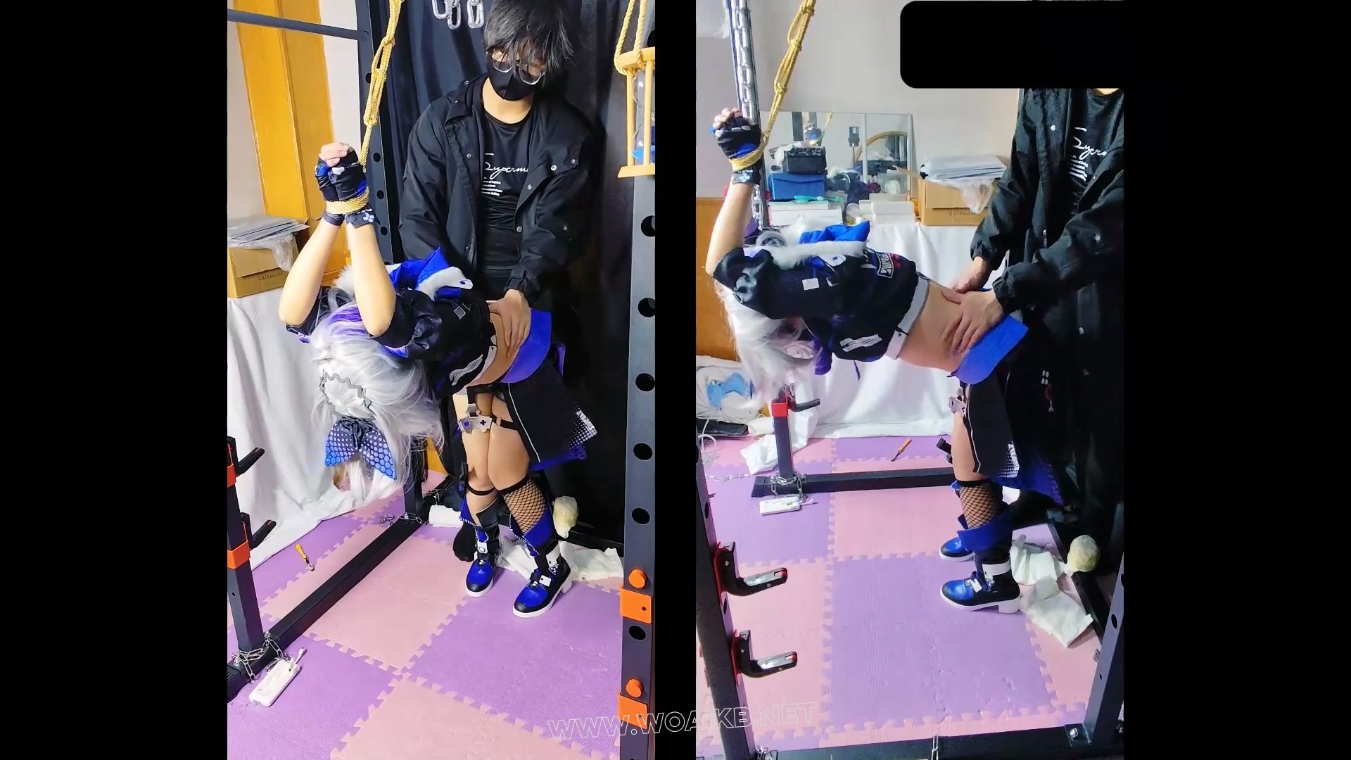 银狼cos（35码小脚）超丰富内容不要错过，单腿吊+跳dan棒棒刺激+穿脱鞋子渔网袜过 预览图