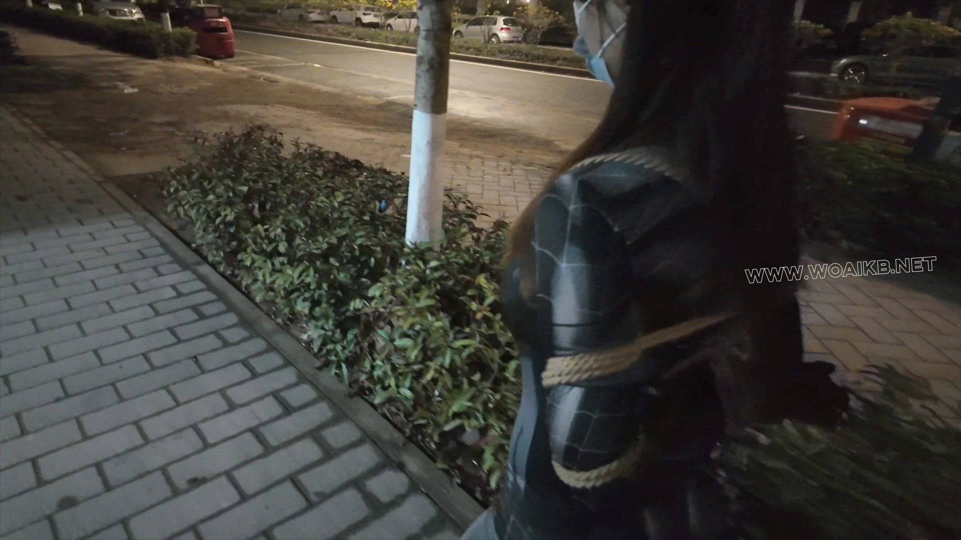 被捆绑的蜘蛛紧身美人在马路边玩玩具露出 预览图