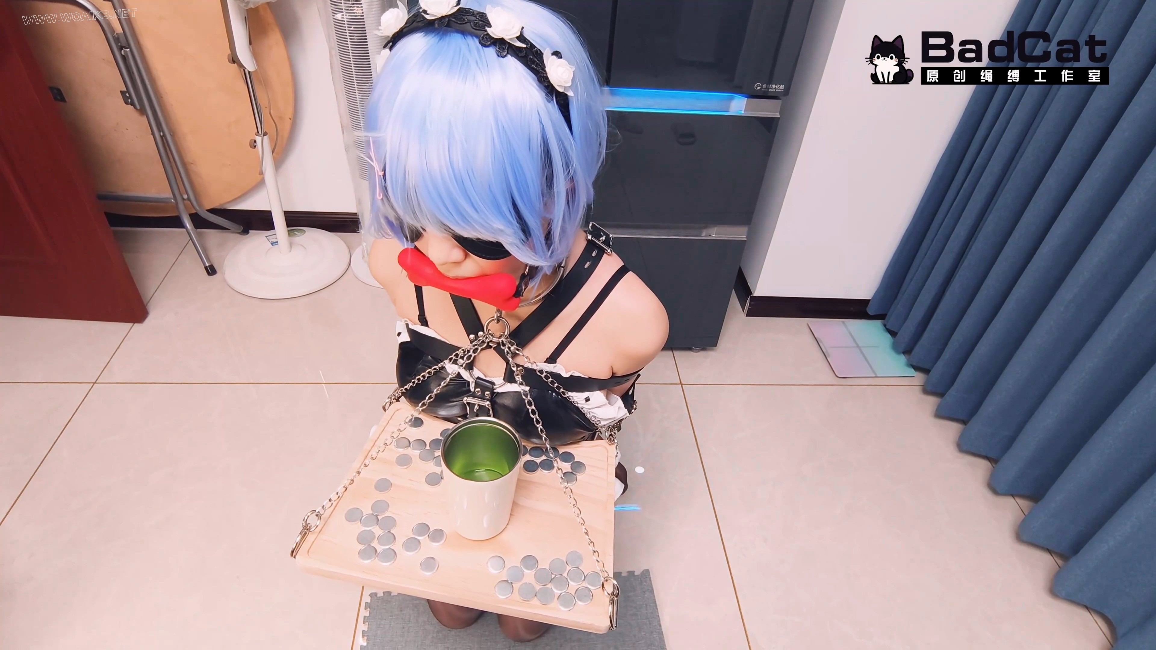 蕾姆兔女郎cos+皮带紧缚+蒙眼堵嘴+棒棒+放置侍奉play 预览图