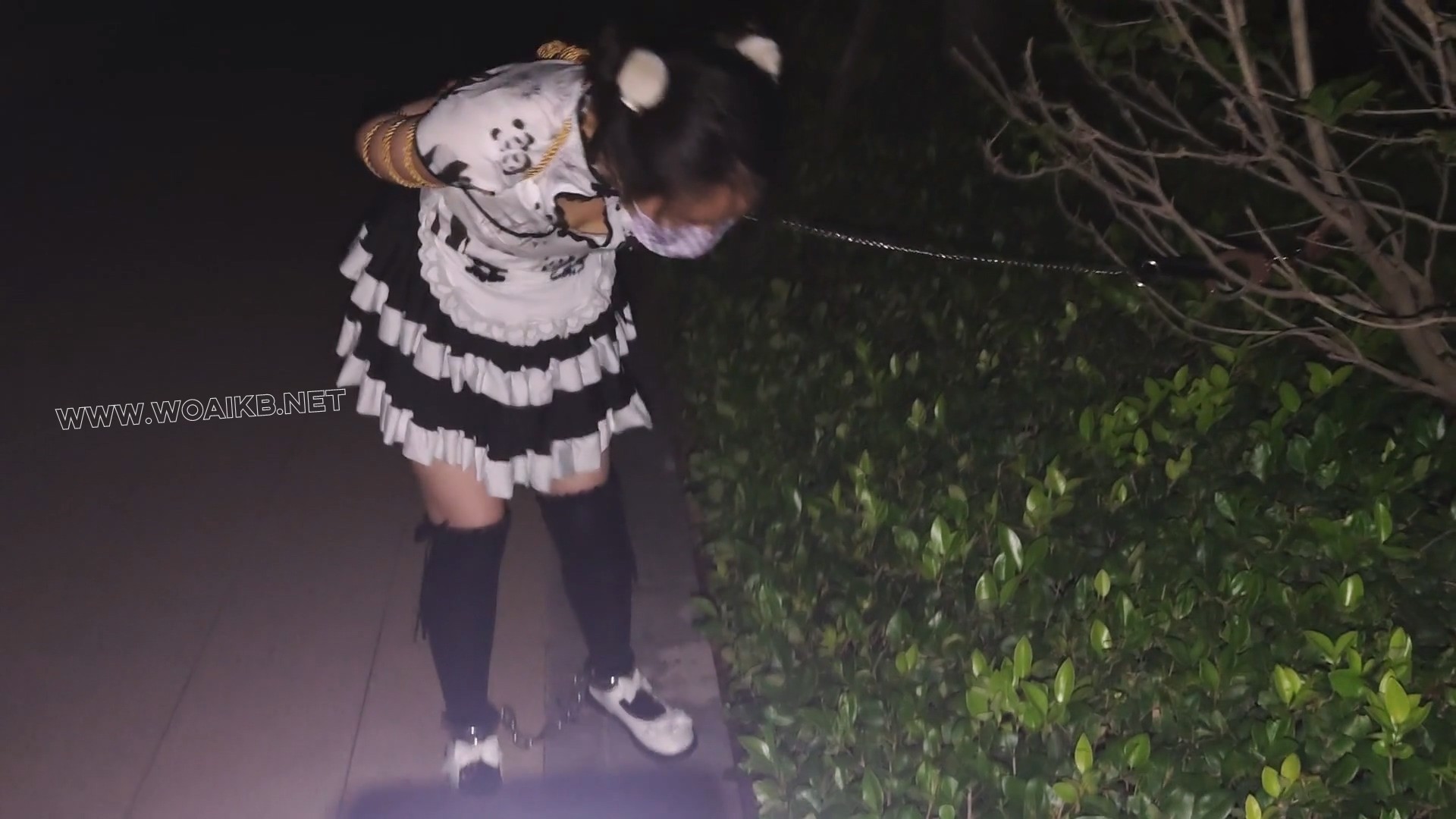 小厨娘苏苏丸子头女仆黑丝尾巴小区行走五花大绑戴脚镣踢足球+拴在树下td折磨 预览图