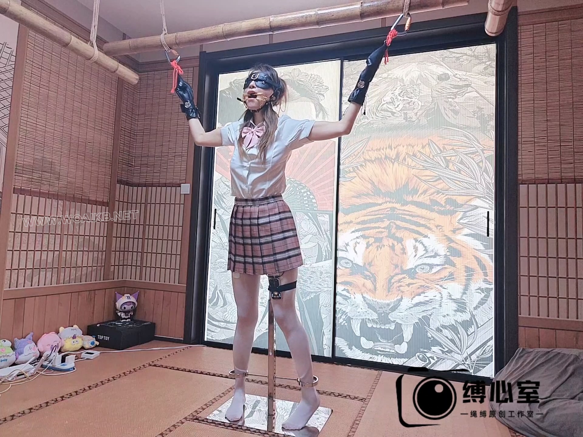 175长腿女神的罚站架体验，郊狼+强力电击鞭，虐胸玩舌，AV棒强制GC，被玩到全身颤… 封面图