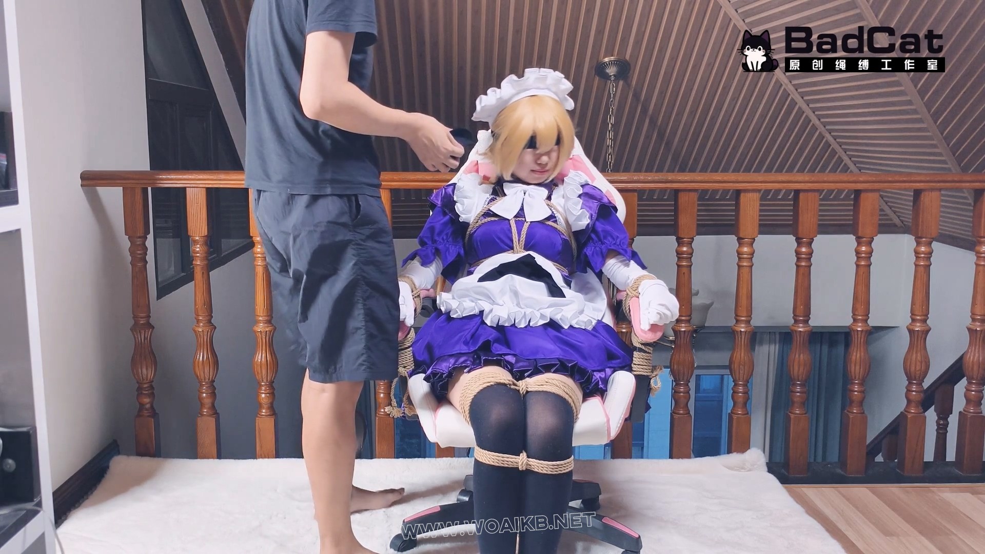 【FATE GO 贞德女仆cos】椅子捆绑 挣扎 棉袜蒙眼堵嘴 强制GC 踩头 预览图