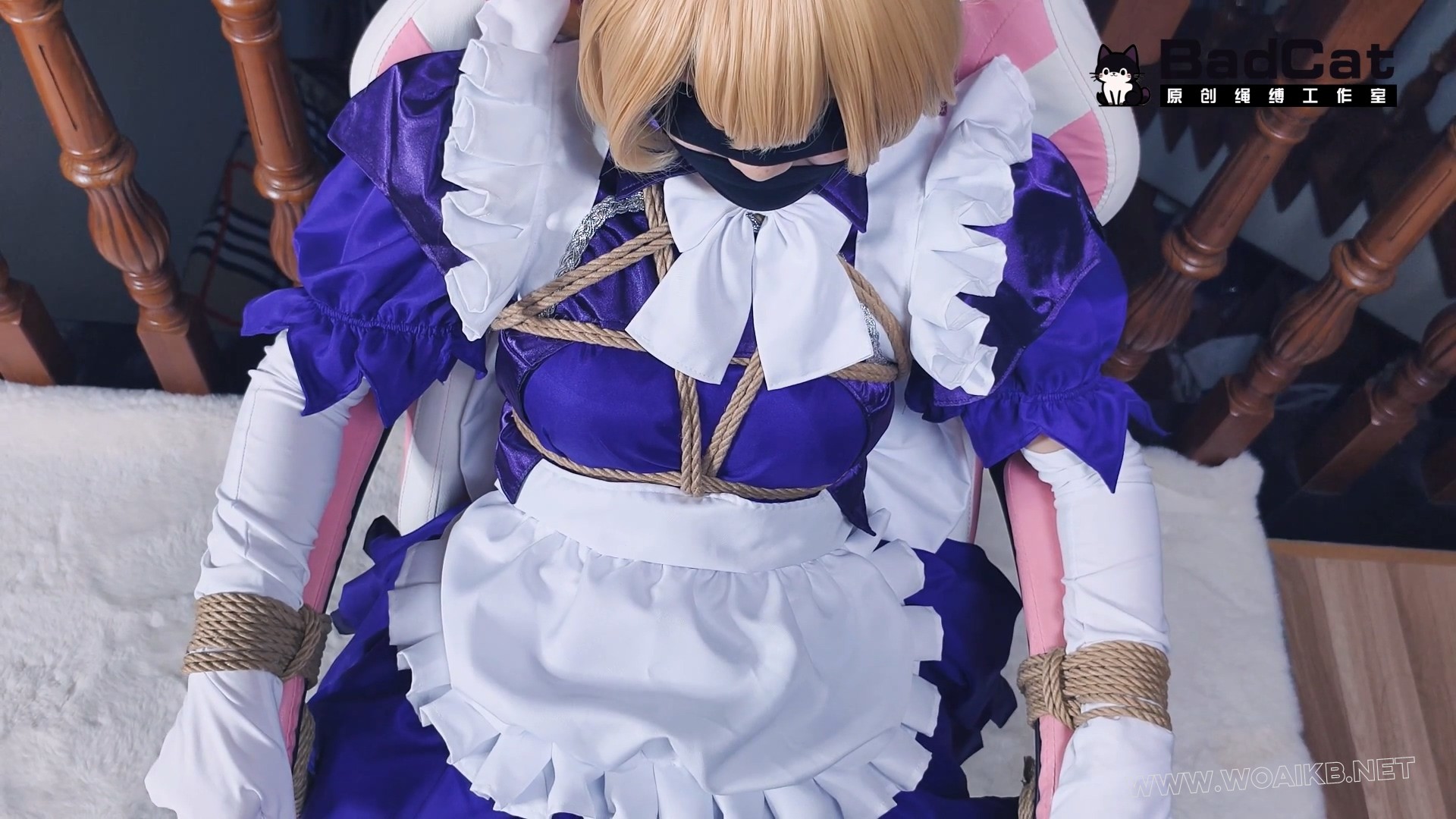 【FATE GO 贞德女仆cos】椅子捆绑 挣扎 棉袜蒙眼堵嘴 强制GC 踩头 预览图