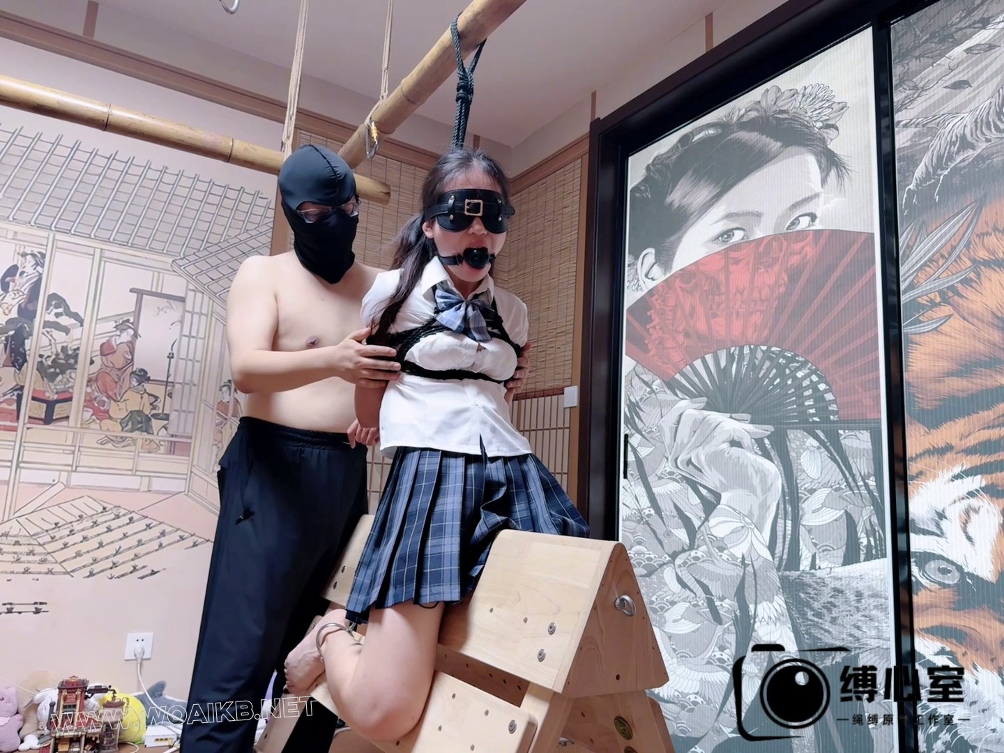 双马尾JK少女的绳缚地狱！一天高强度折磨，木马、驷马、吊缚折磨，炮机+AV棒，多种 预览图