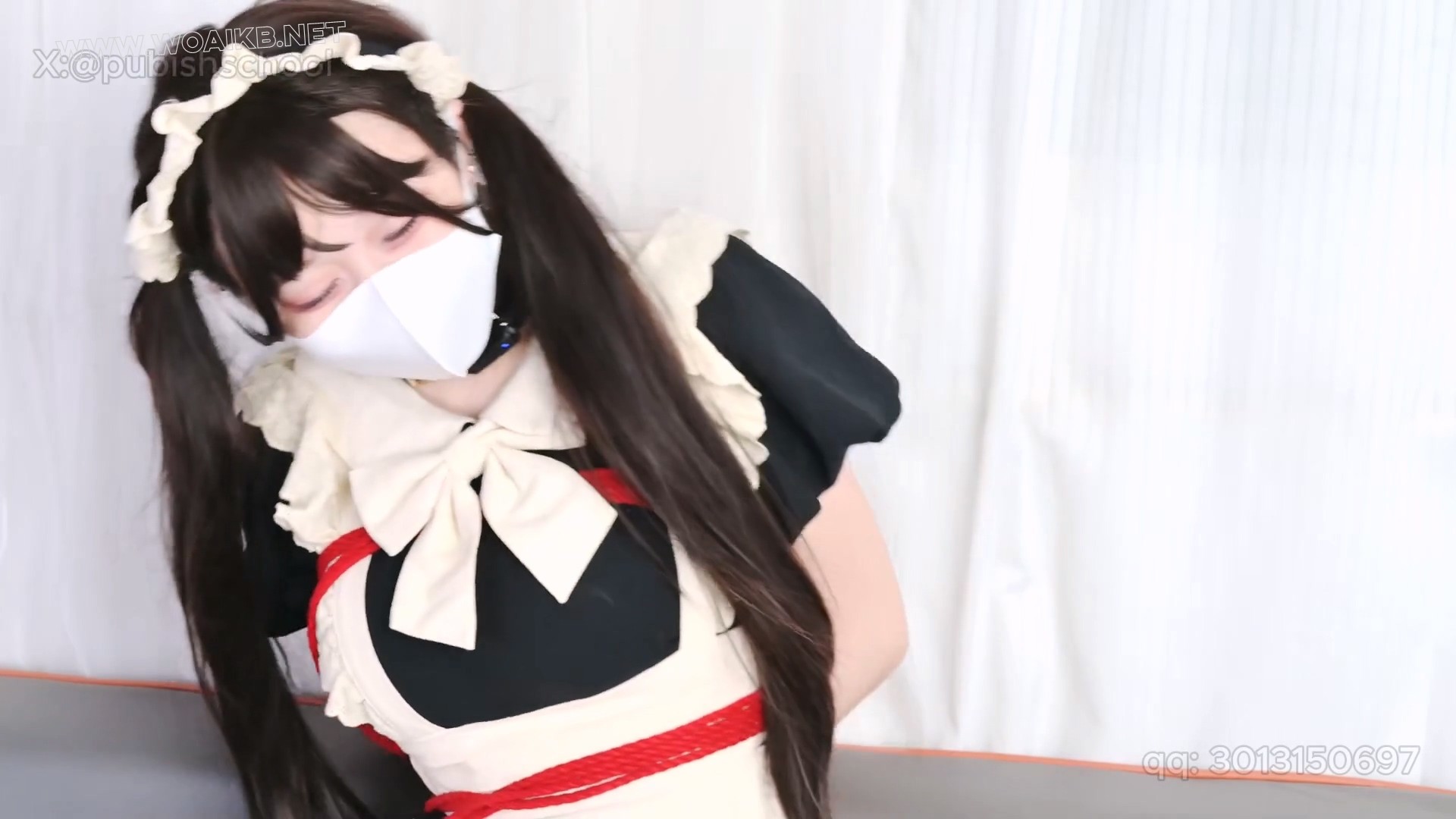 调教上门女仆（下） 双马尾萝莉 女仆 吊带袜 白丝 红绳捆绑 捆绑放置 强制爱抚 强 预览图