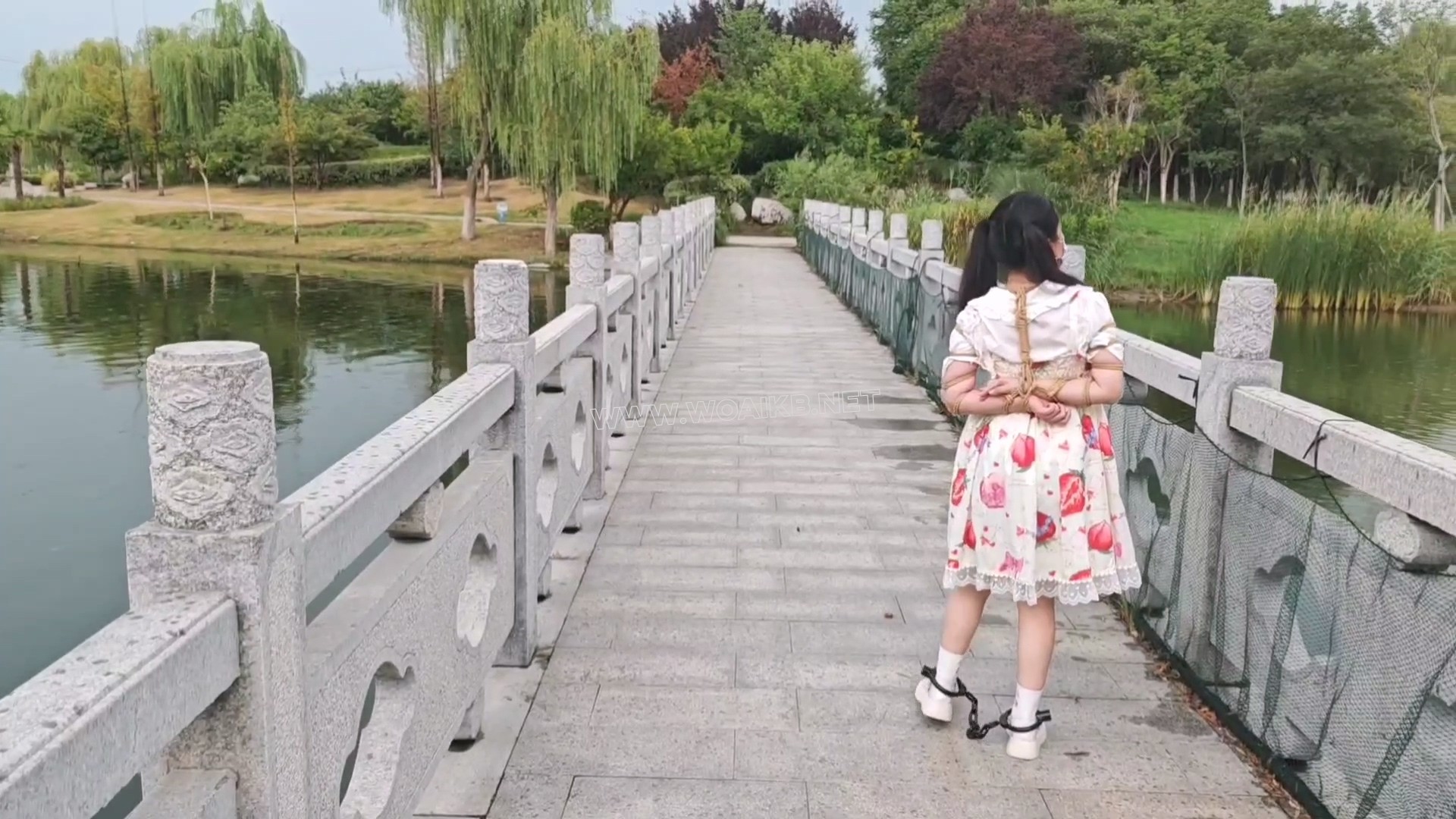 双马尾小萝莉雨天Lolita五花大绑脚镣公园TD调教押解 预览图