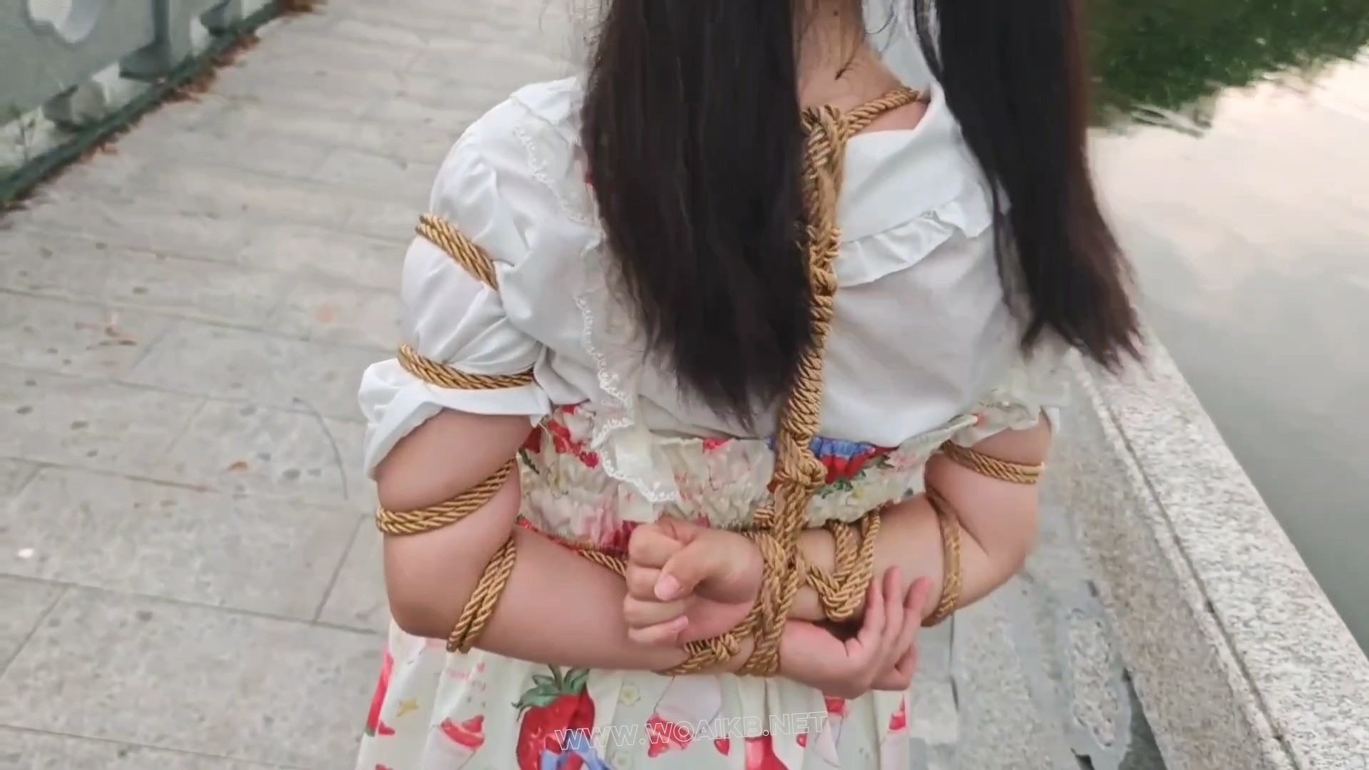 双马尾小萝莉雨天Lolita五花大绑脚镣公园TD调教押解 预览图