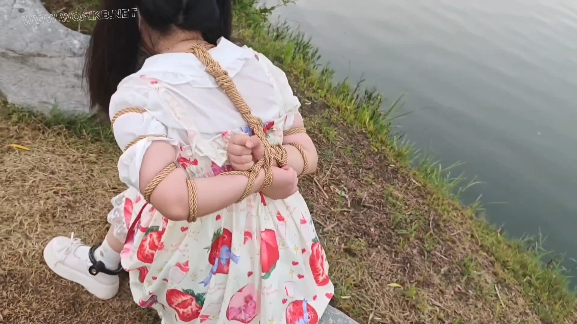 双马尾小萝莉雨天Lolita五花大绑脚镣公园TD调教押解 预览图