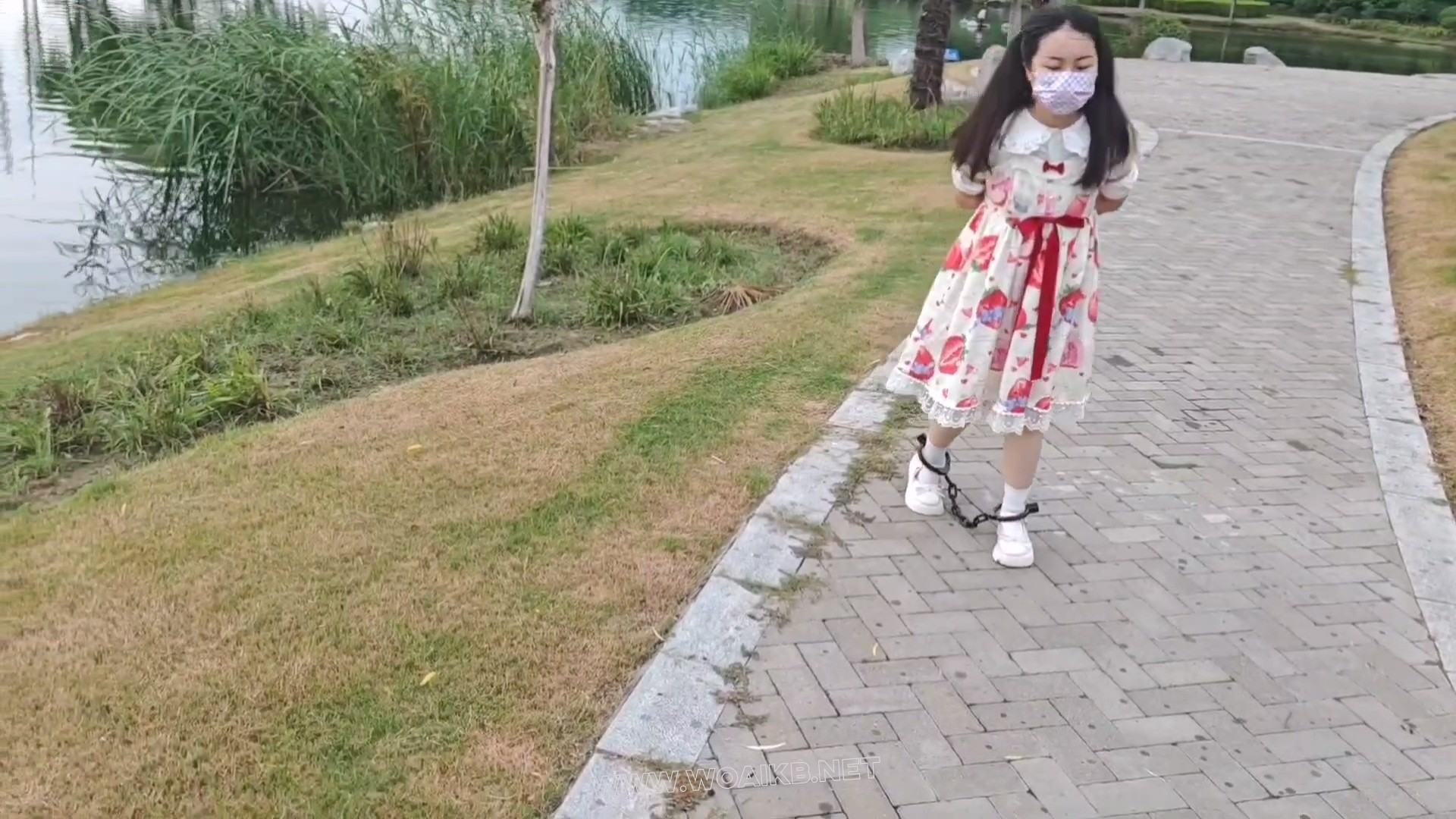双马尾小萝莉雨天Lolita五花大绑脚镣公园TD调教押解 预览图