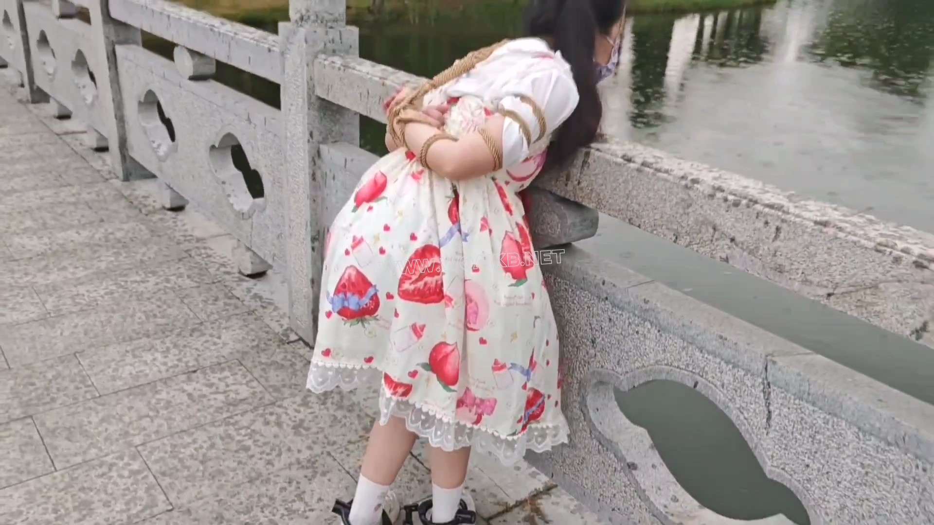 双马尾小萝莉雨天Lolita五花大绑脚镣公园TD调教押解 预览图