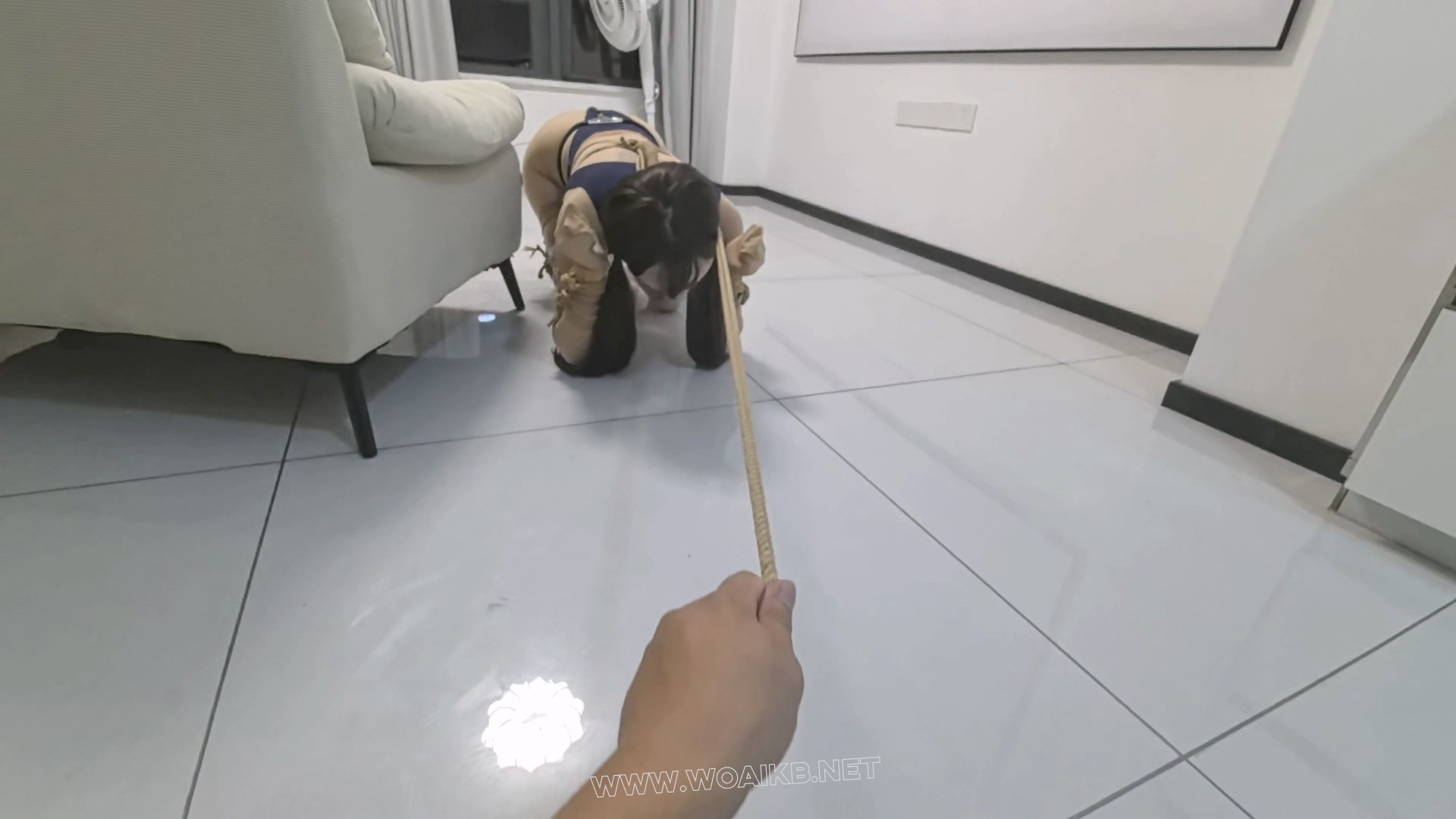 丝袜全包母狗奴性训练 .狗尾走起路来可以表达情绪 物件化家具放置训练 牵引 预览图