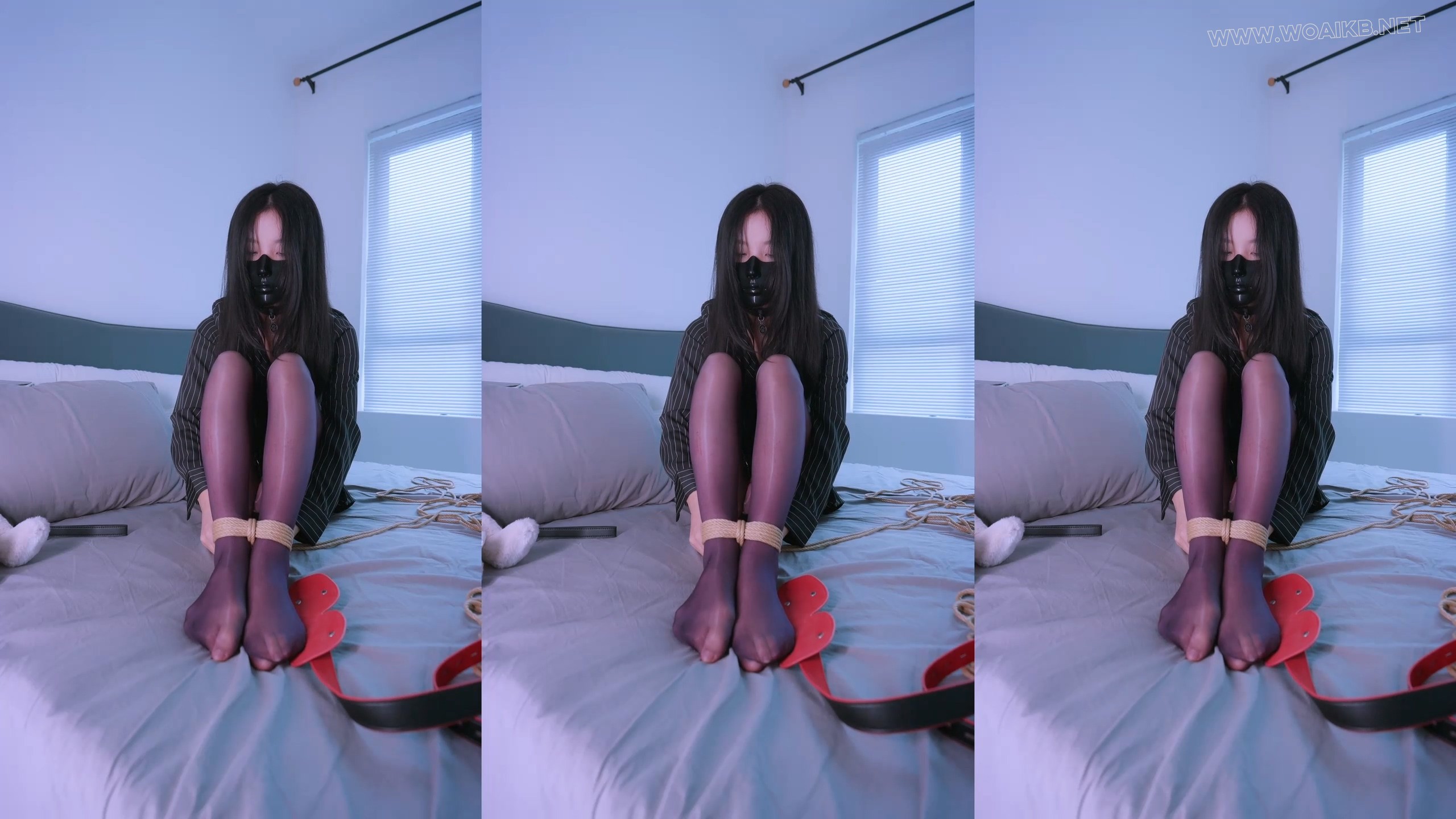 《Ol捆绑日记3》女友出差回到家完成男友的任务，自缚+粉色假Y口球+半脸面具+三竖屏... 预览图 3
