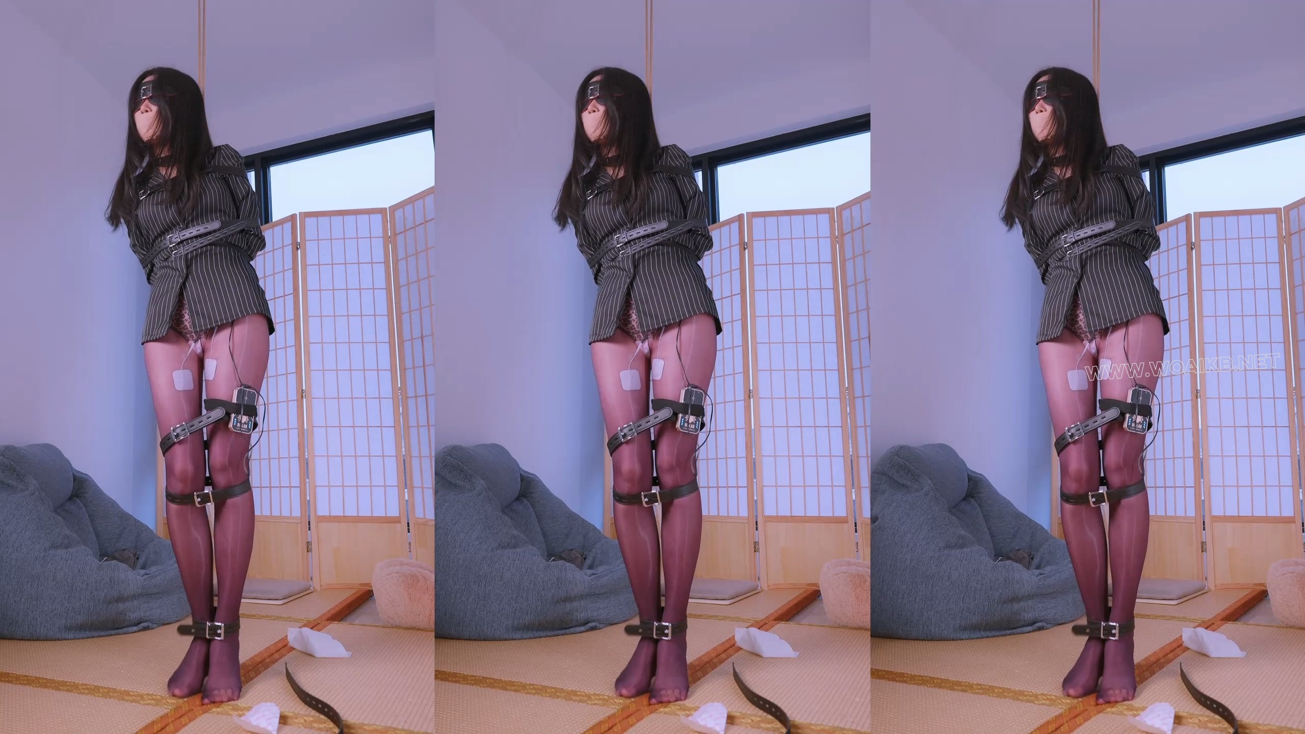 《Ol捆绑日记3》女友出差回到家完成男友的任务，自缚+粉色假Y口球+半脸面具+三竖屏... 预览图 12
