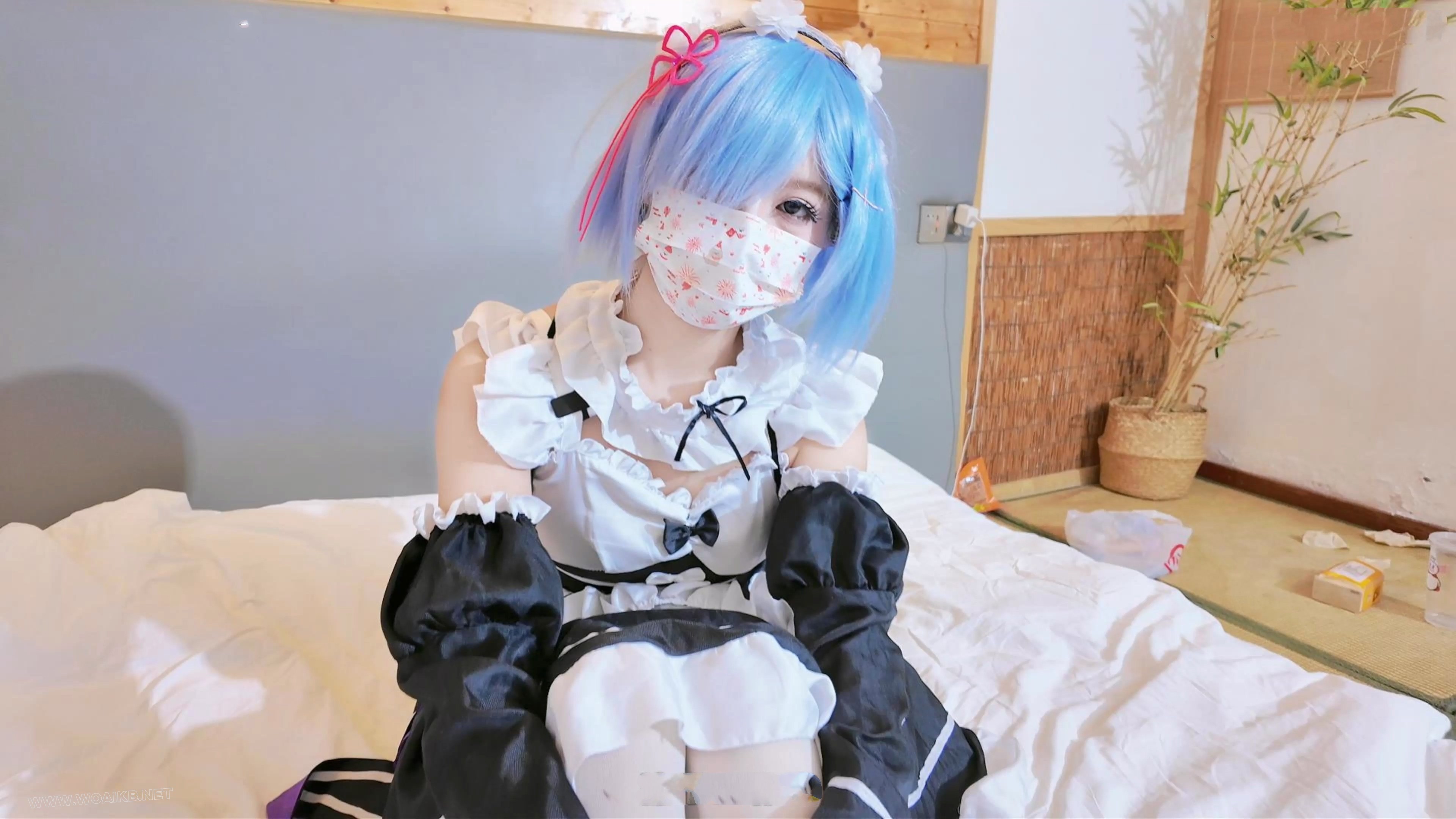 【啵啵贝Pro】学妹雷姆COS 无内白丝 海老缚 啵啵贝强制调教 娇喘到崩溃哭出声