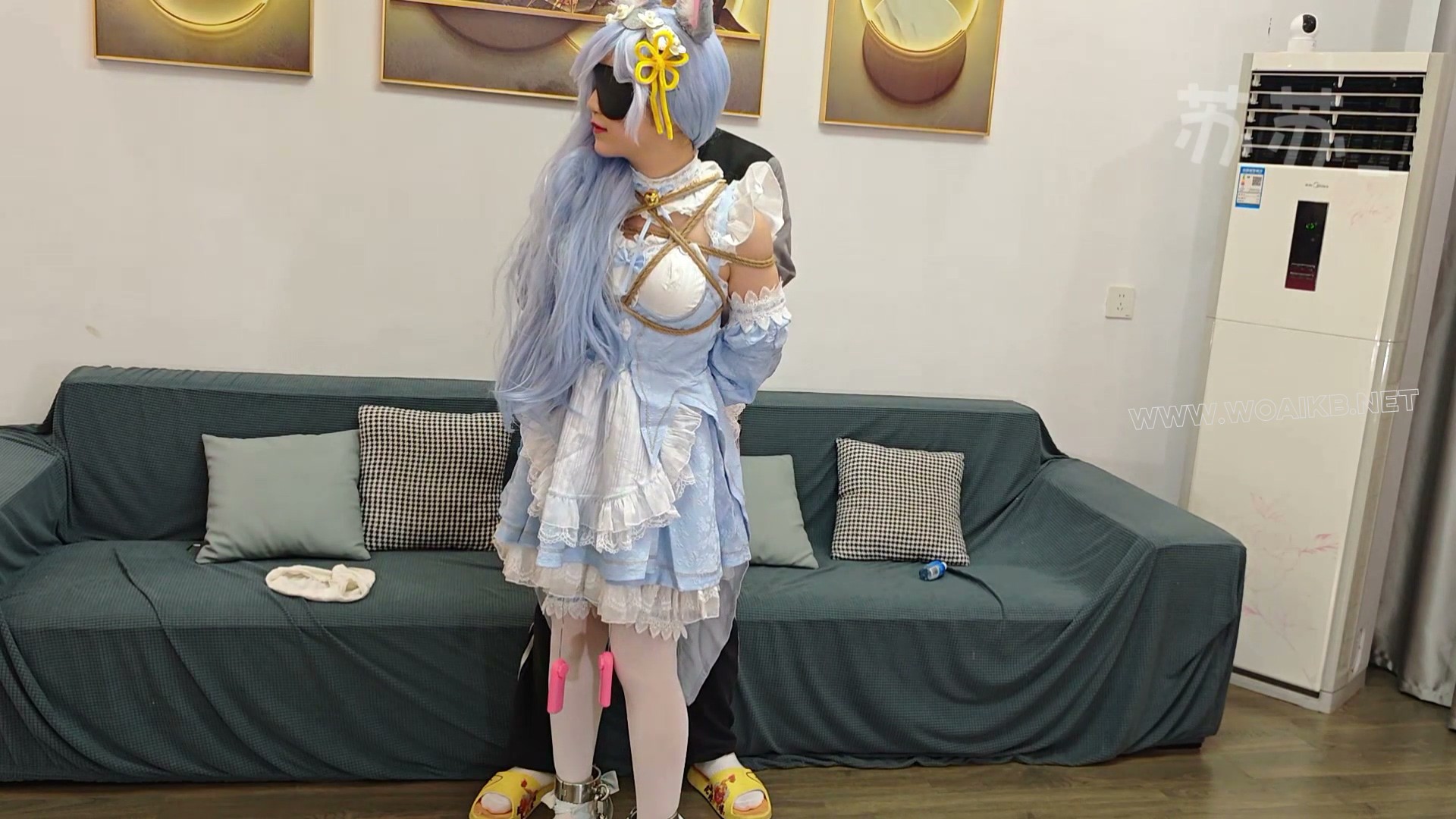 苏苏_水色蕾姆cos上部，啵啵贝尾巴g塞td日式调教 预览图 14